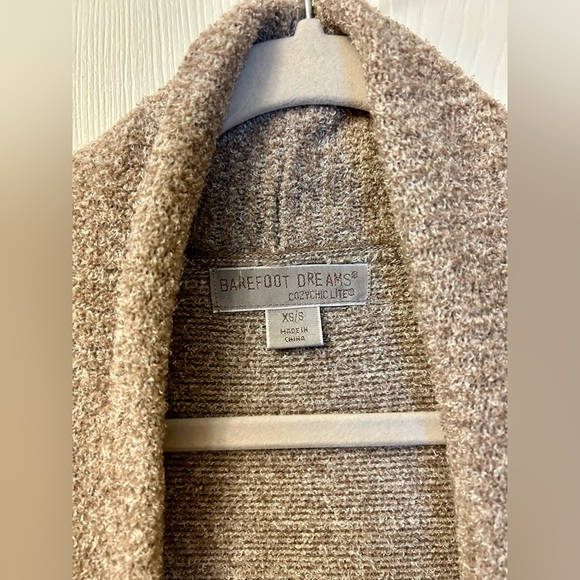 Barefoot Dreams CozyChic Lite Circle Cardigan in Heather Cocoa/Pearl (Rare) - Picture 8 of 12